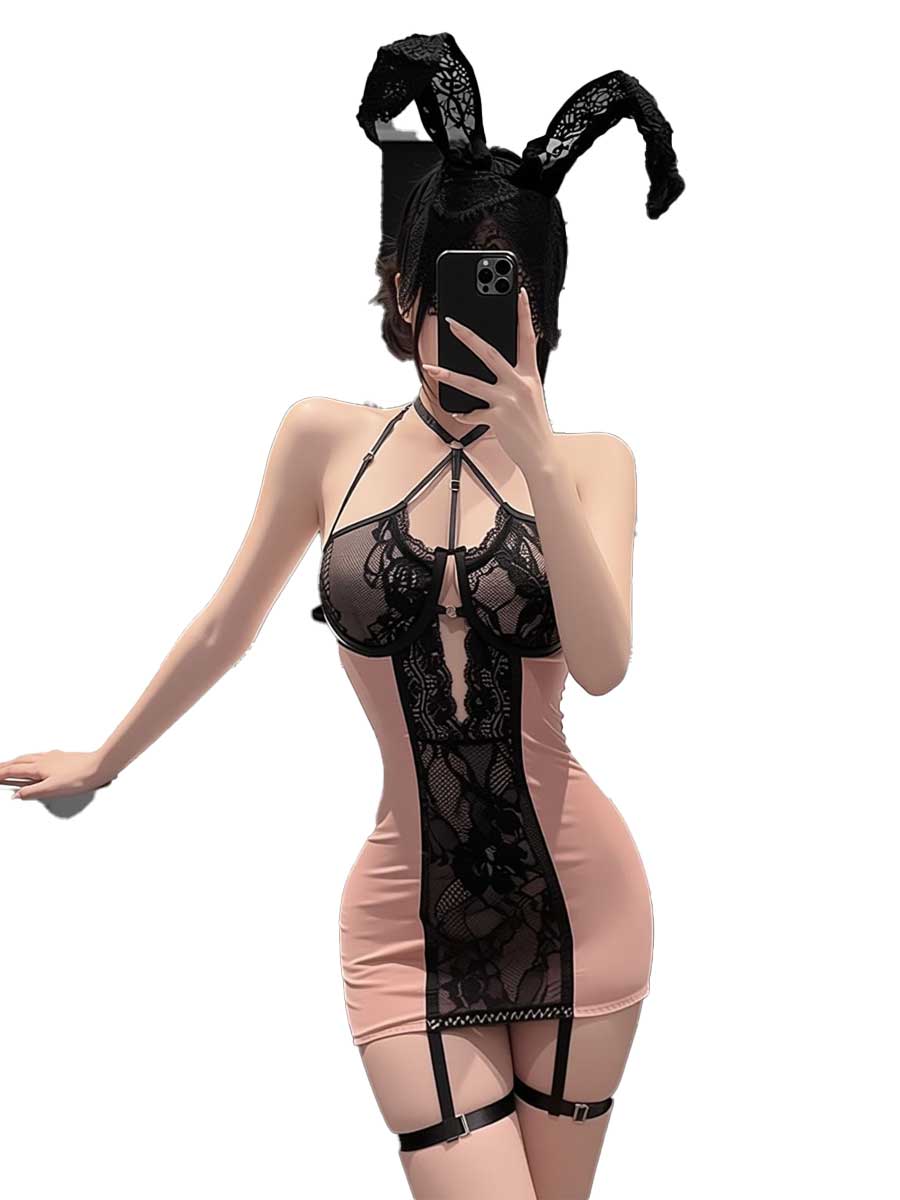 jimiko For Women's Pink Black  - Lace Teddy Lingerie recension och pris