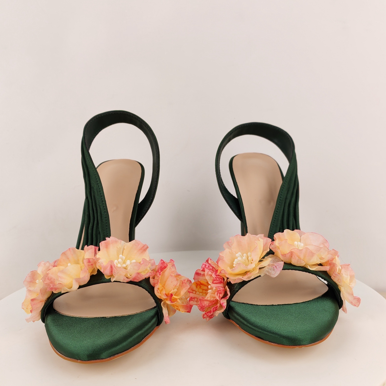 Block Heels Slingback Flowers  - Slip Dress Satin recension och pris