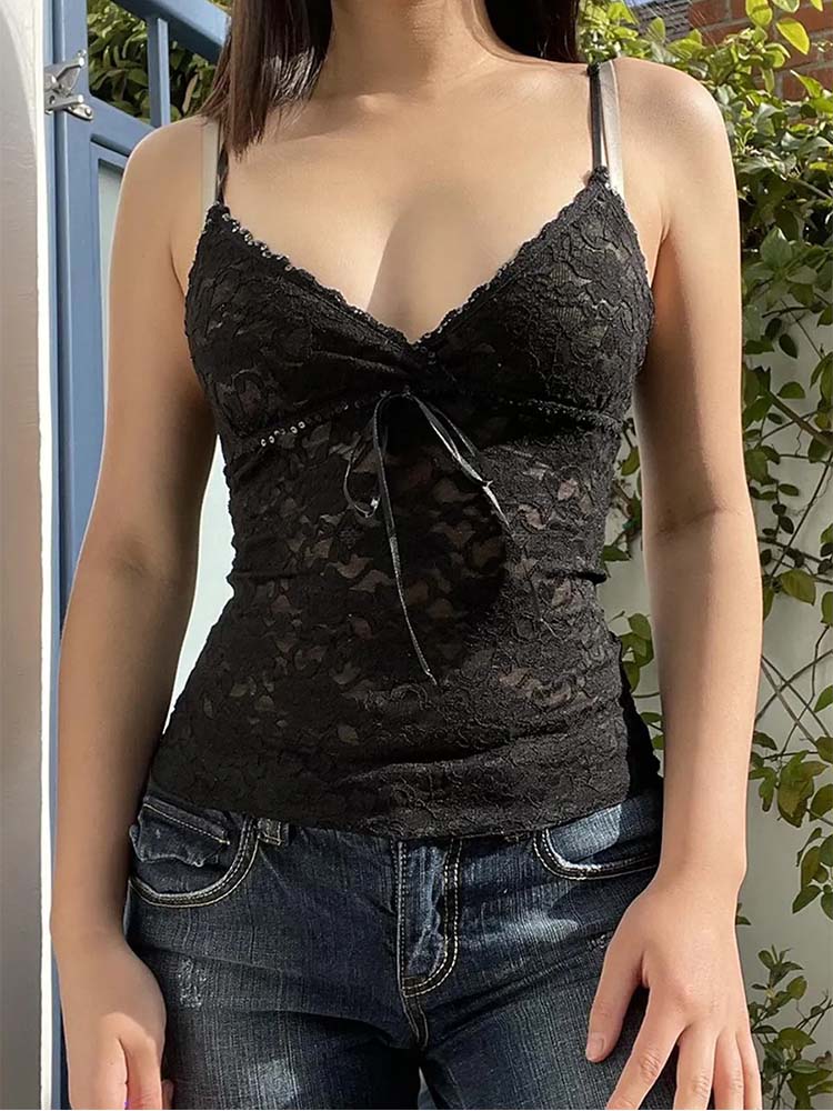 Black See Through Lace Cami Cr - Cami Top Lace recension och pris