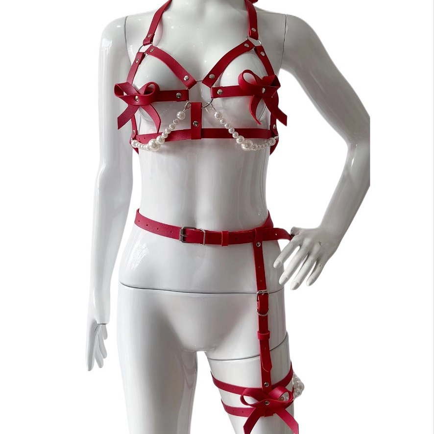 Sexy Leather Harness Women Set - Garter Belt Set recension och pris