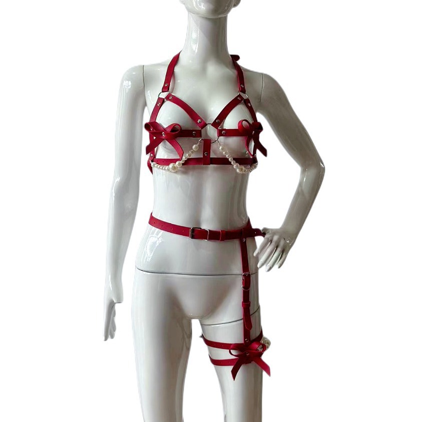 Sexy Leather Harness Women Set - Garter Belt Set recension och pris